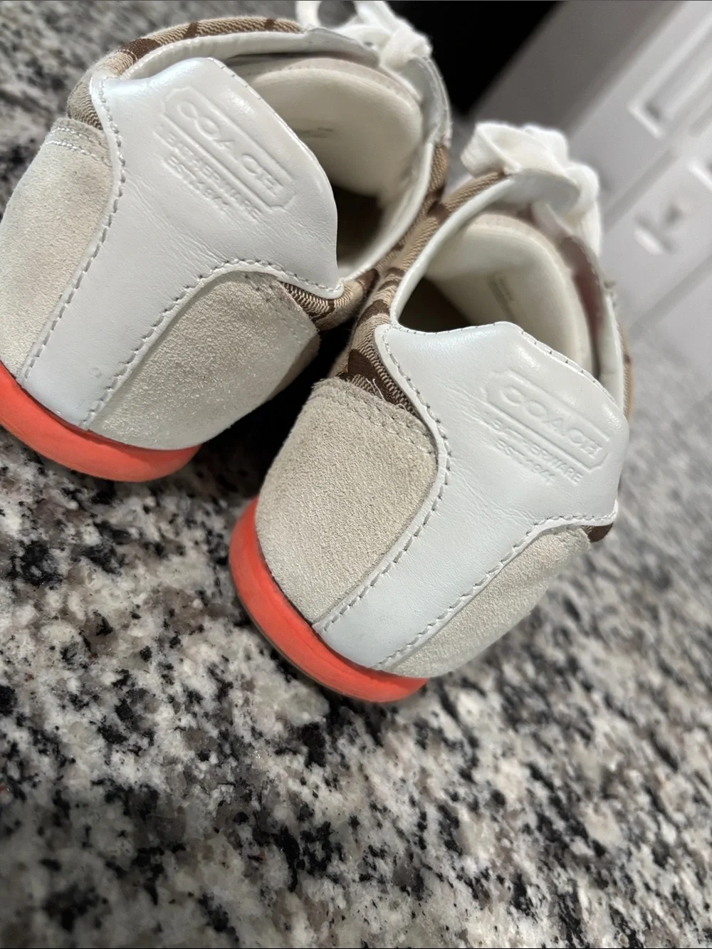 Coach Brown Signature Canvas Sneakers with Pink & Orange StripesY2K 2008